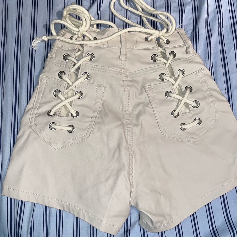 BRAND NEW Akira Beige lace up shorts